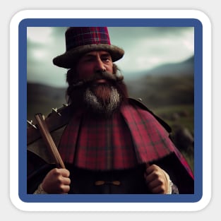 Scottish Highlander in Clan Tartan Sticker